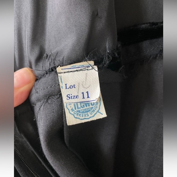 1960s Vintage Mid Century Little Black Dress with Black Velvet and Tiered Hem - Picture 9 of 9